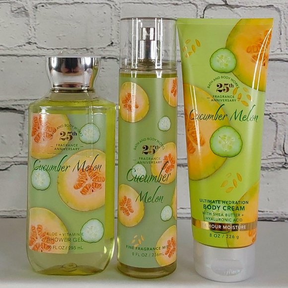 BATH & BODY WORKS 'CUCUMBER MELON' 3-PIECE BODY CARE SET MIST, WASH, LOTION, - Picture 2 of 15
